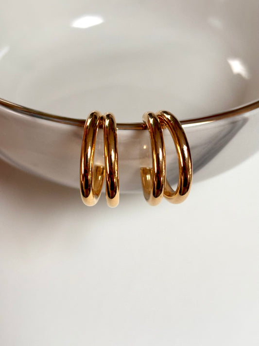 Petites créoles double anneaux