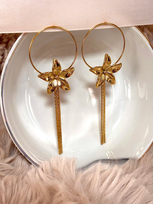 boucles d'oreilles fleurs pendantes