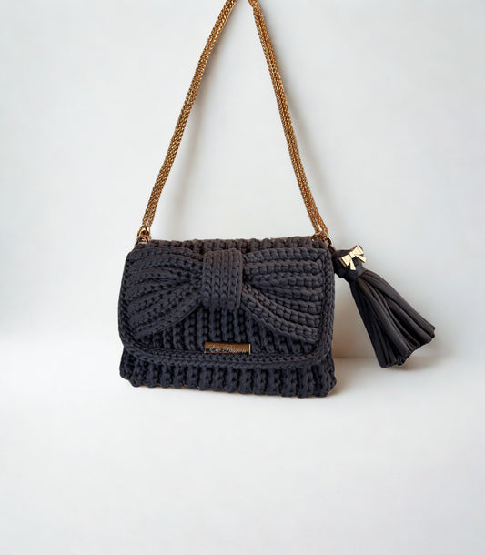 Pochette NOELIA - Mini Sac avec noeud papillon - Coloris GRIS