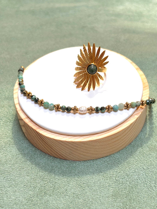 Bague et bracelet avec turquoise africaine