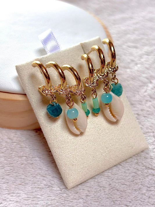 boucles d'oreilles avec coquillages cauris