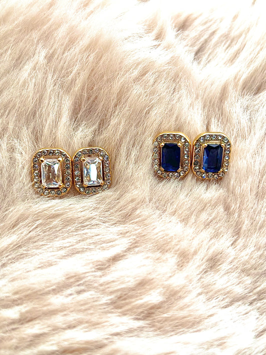 Boucles d’oreilles avec cristal en deux coloris différent