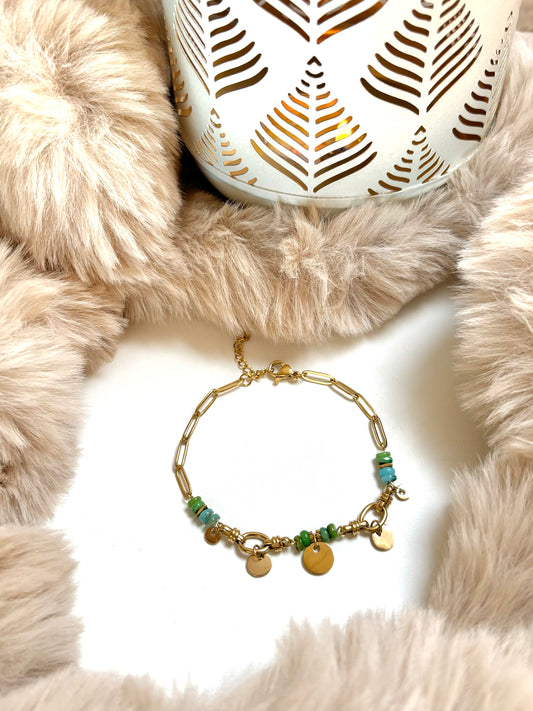 Bracelet breloques et pierres naturelles