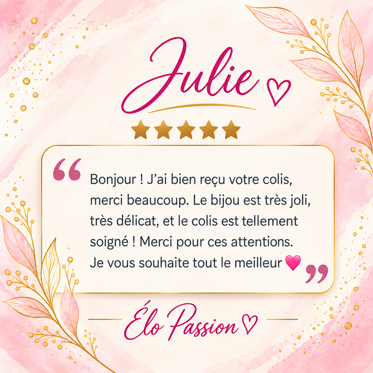 Avis cliente Julie