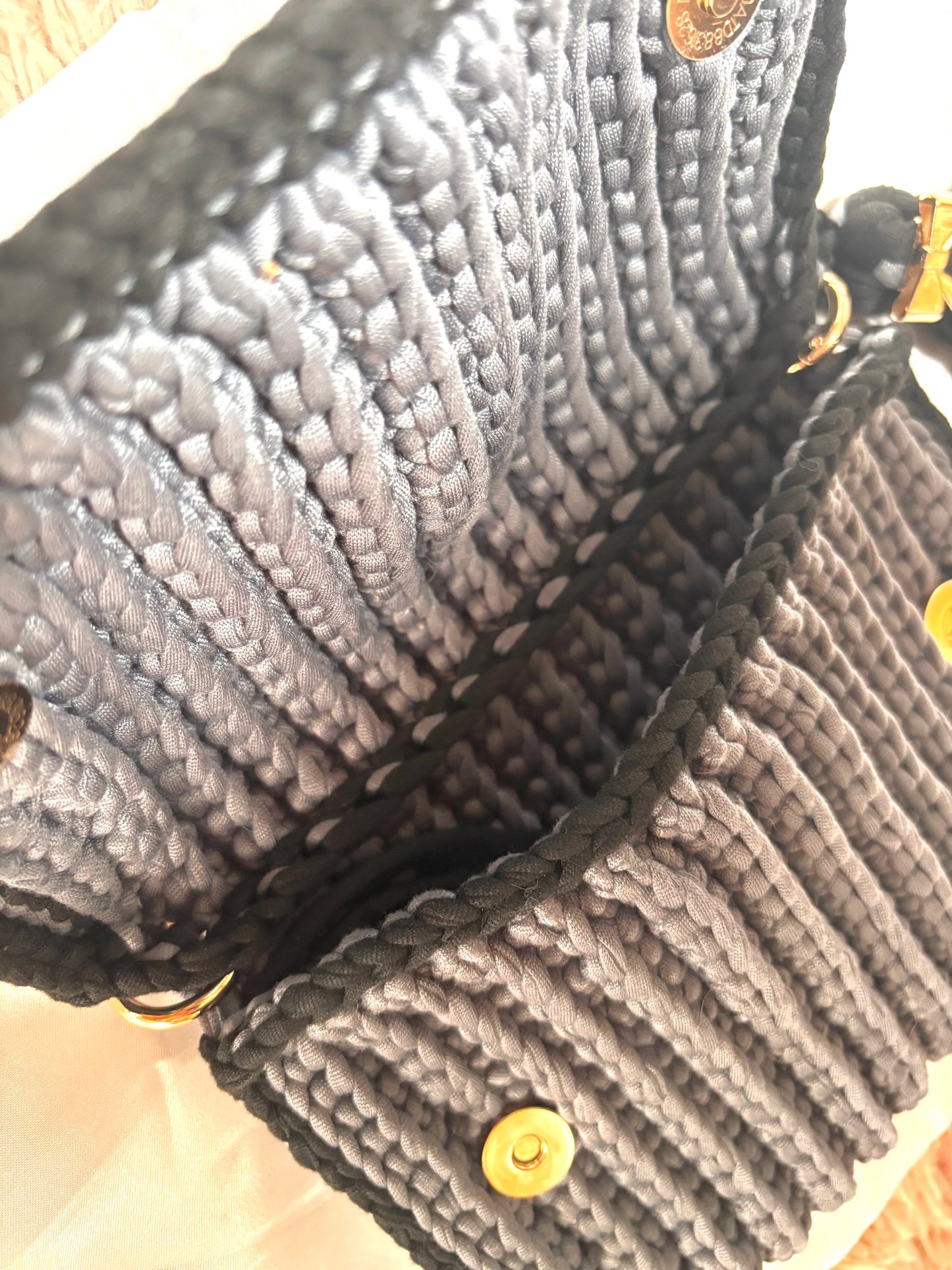 Pochette NOÉLIA bicolore gris & noir - Création artisanale