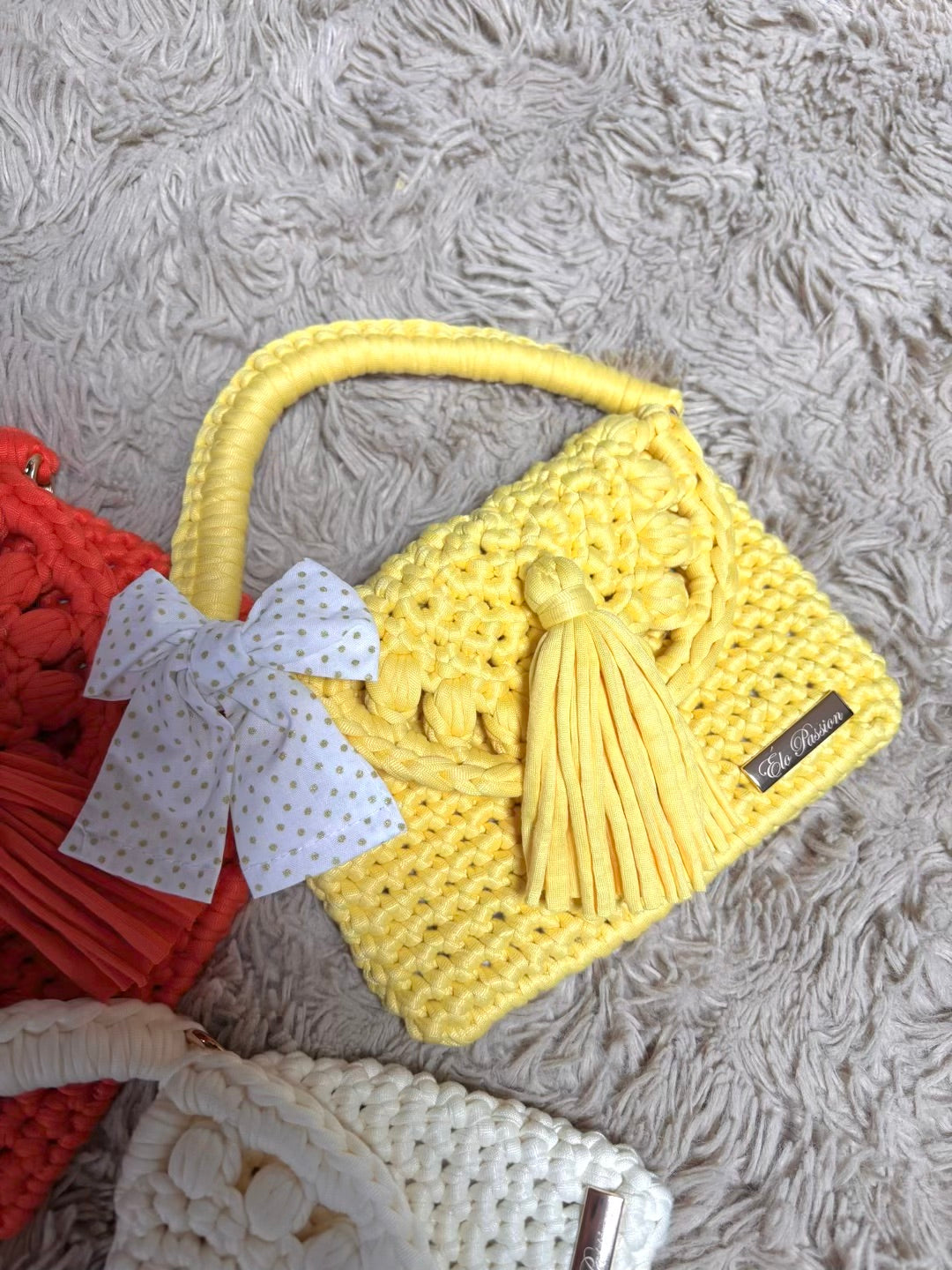 Sac à main au crochet ALIA fait main jaune pastel