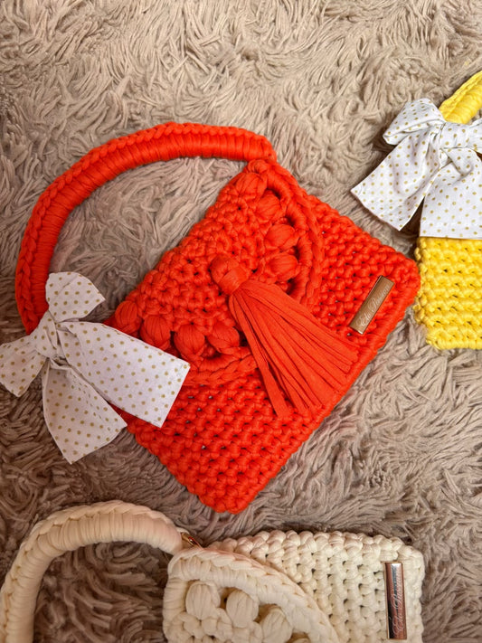 Sac au crochet fait main en couleur orange