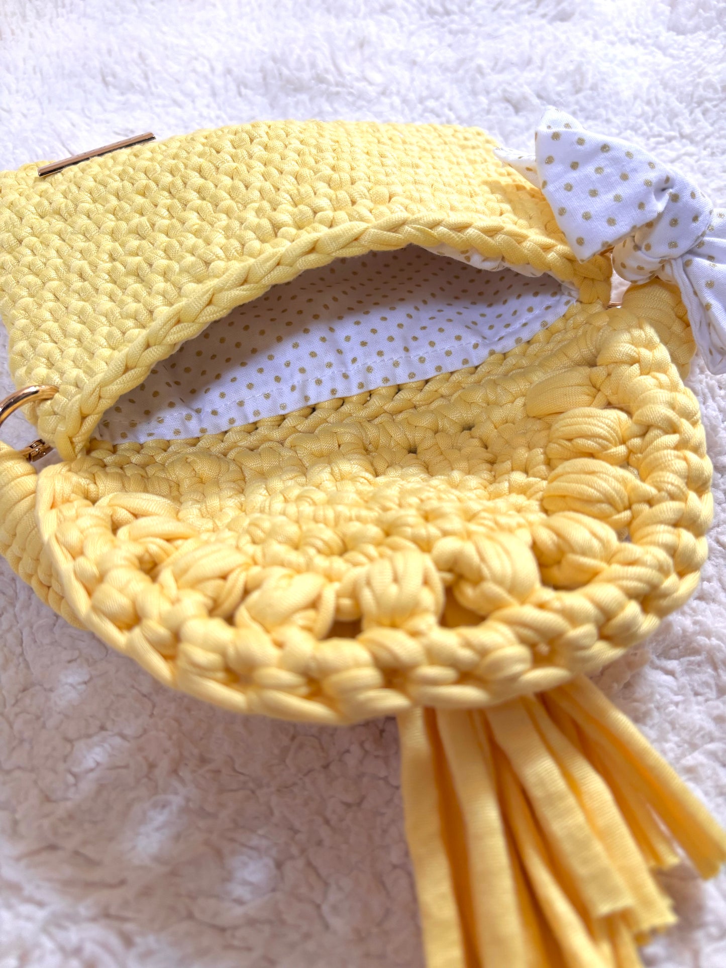 Sac au crochet ALIA avec doublure tissu - coloris jaune pastel