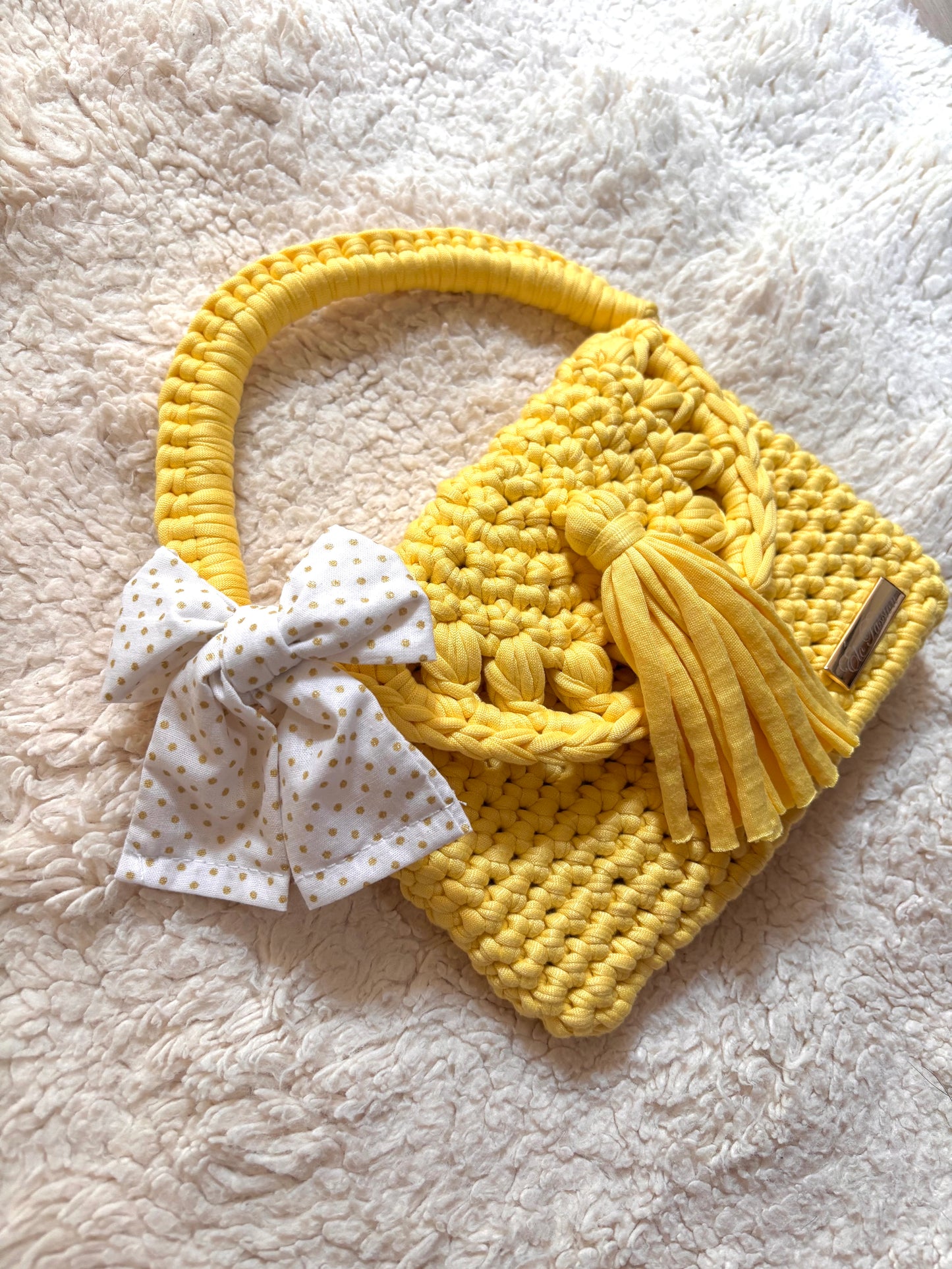 Sac au crochet ALIA avec doublure tissu - coloris jaune pastel