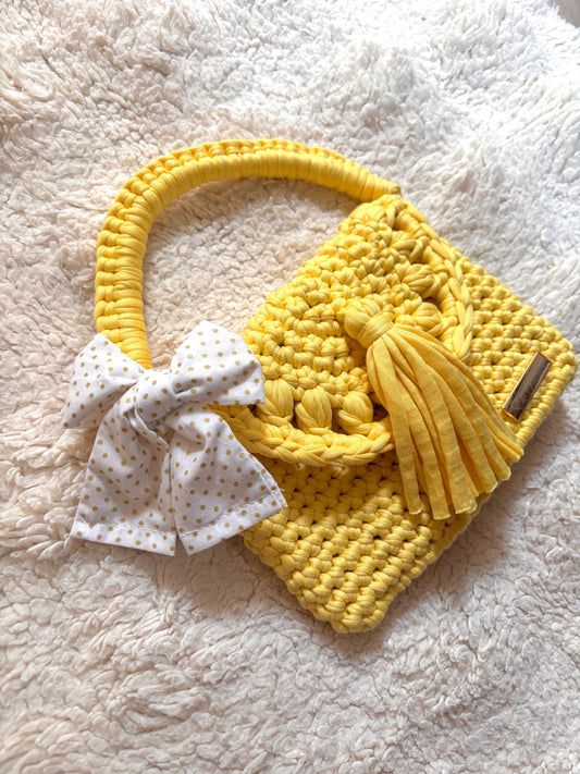 Sac au crochet ALIA avec doublure tissu - coloris jaune pastel